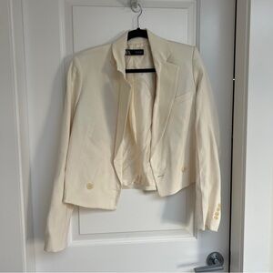 Zara Cream Cropped Women's Blazer